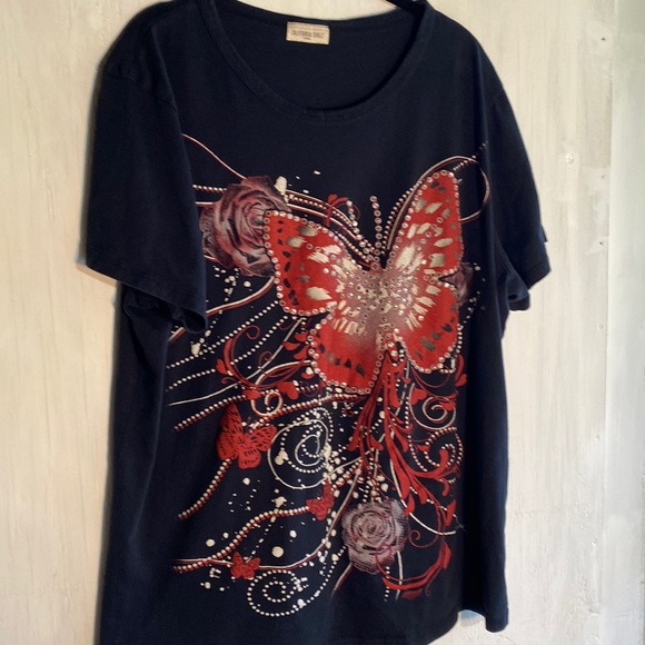 CALIFORNIA GIRLZ Sz XL Soft Black Sequenced Summer Tee - Picture 1 of 5